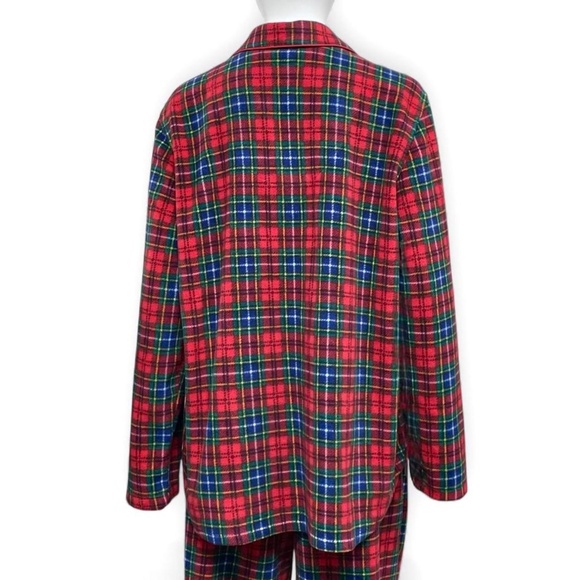 Lauren Ralph Lauren Long Sleeve Notch Collar Red Plaid Fleece Pajama Set Size L - Picture 7 of 8